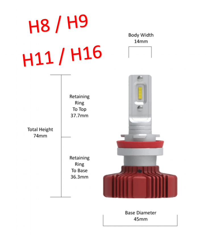 JW SPEAKER H8/H9/H11/H16 LED HEADLIGHT CONVERSION KIT 6000K 1224V 990011