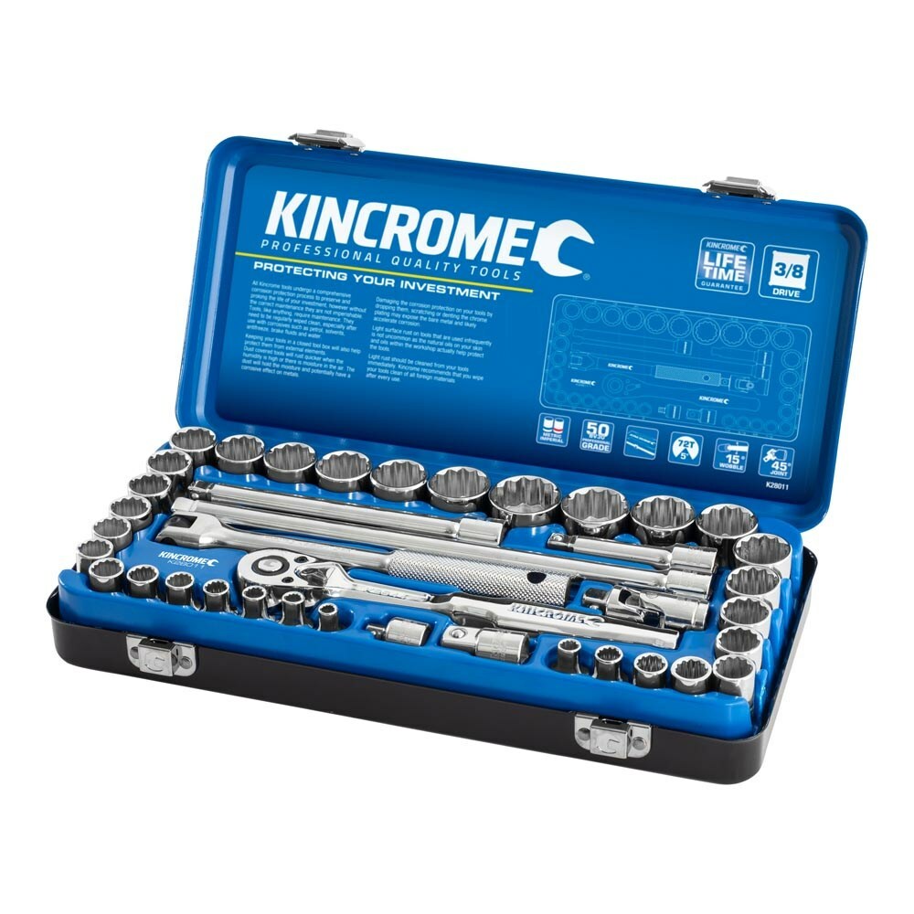 KINCROME SOCKET SET 39 PIECE 3/8" DRIVE METRIC & IMPERIAL K28011
