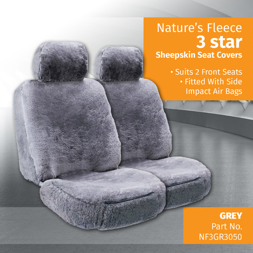 Nature S Fleece Sheepskin 3 Star Grey, Fleece Car Seat Cover